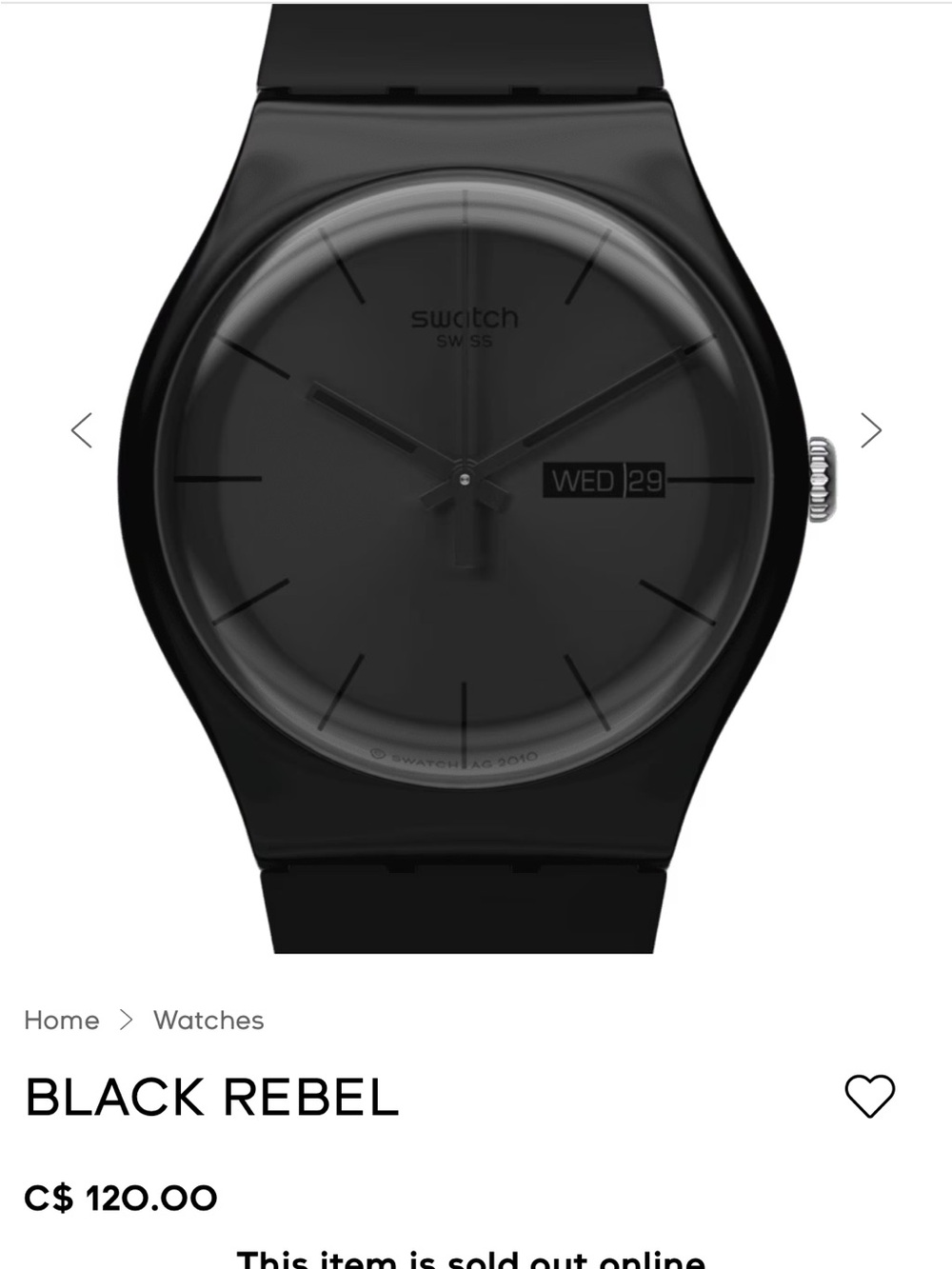 SWATCH Black Rebel watch